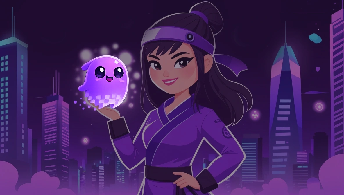 Femme ninja détournant une image en PNG transparent avec CutBG