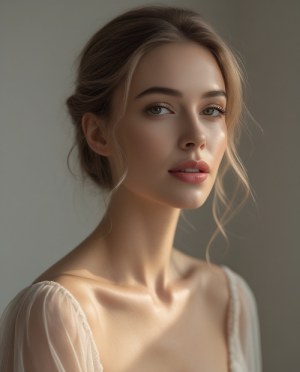 Femme avec cheveux fin avant suppression fond